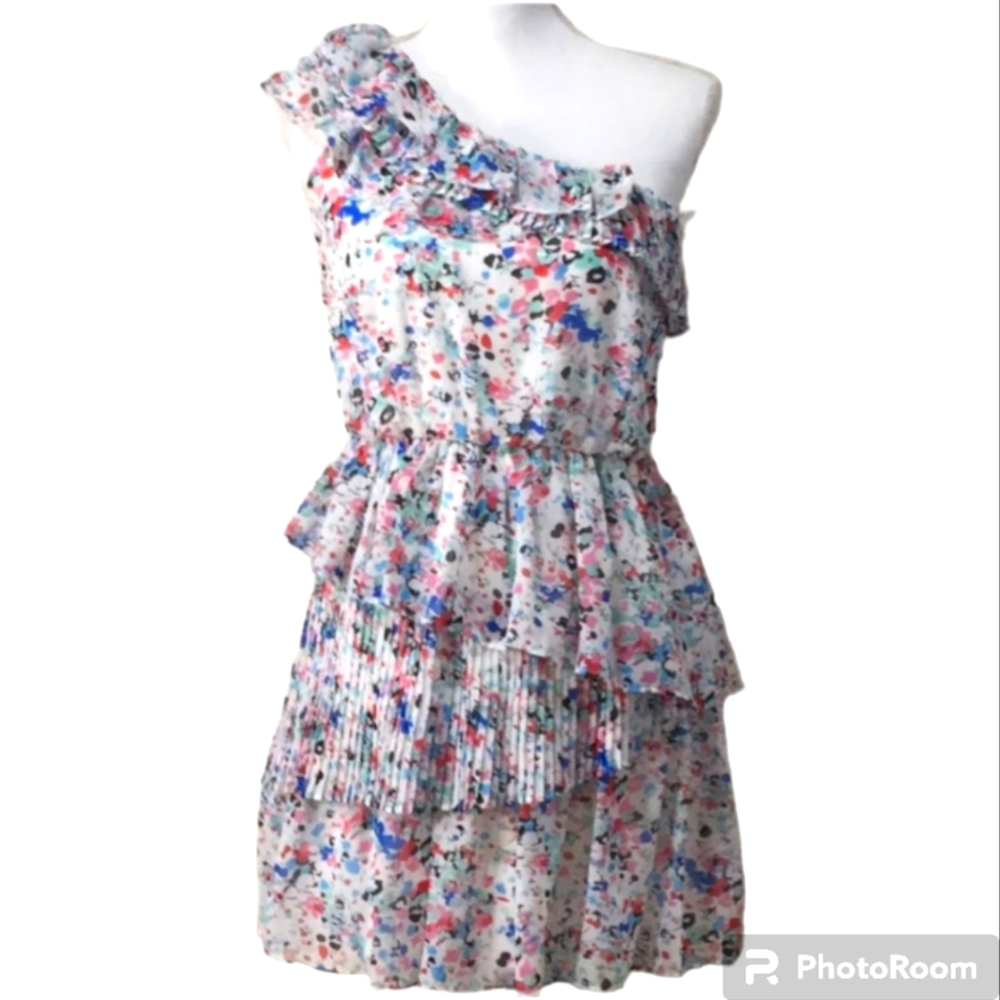 Candies White Floral One Shoulder Dress Size Layered Size Junior Small